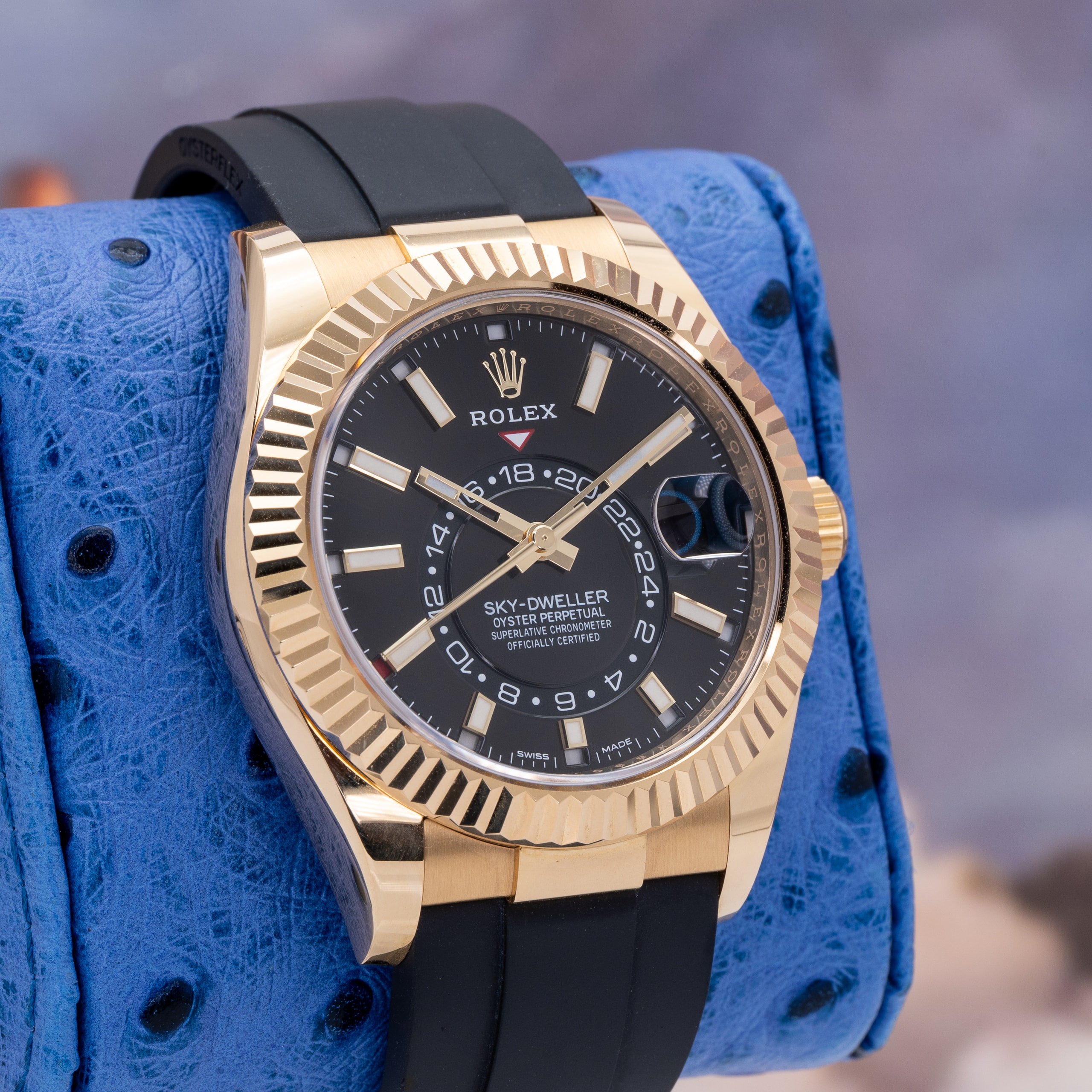 2021 Rolex Sky-Dweller Yellow Gold / Black / Oysterflex 326238